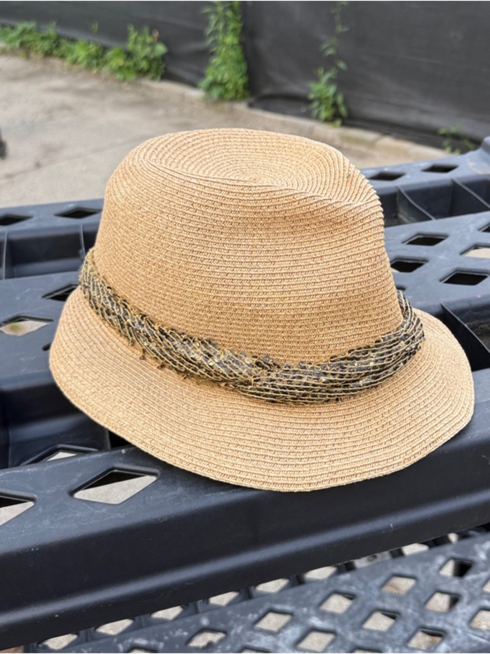 Eugenia Kim Tan Straw Trilby with Braided Accent